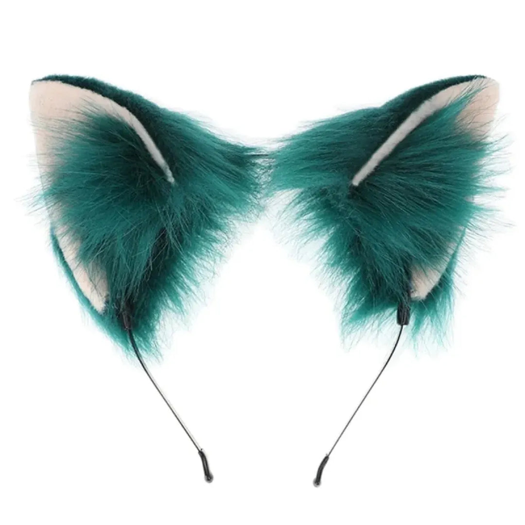 Handmade Cat Faux Fur Ears Headband - Fluffy Plush Animal Hair Hoop
