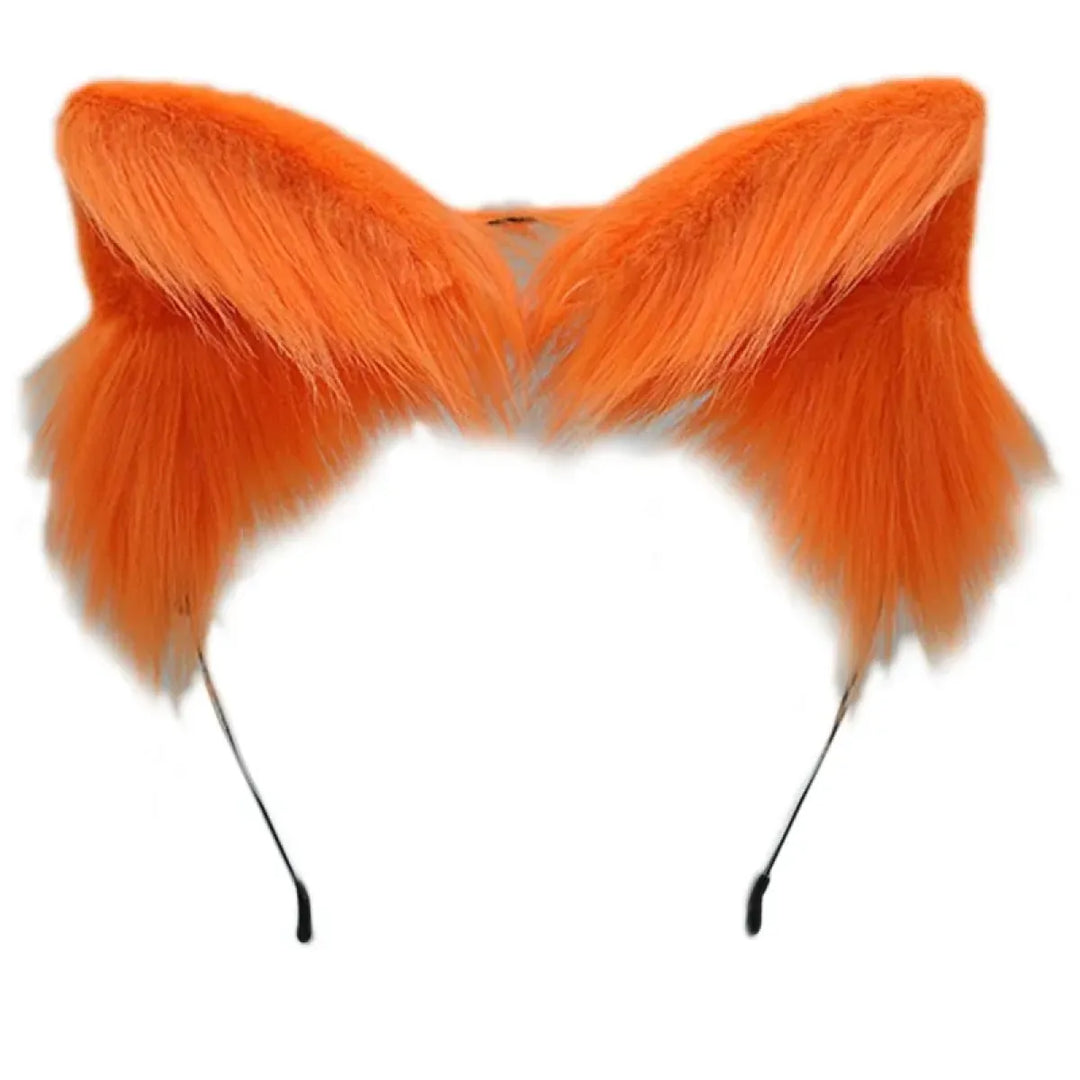 Handmade Cat Faux Fur Ears Headband - Fluffy Plush Animal Hair Hoop
