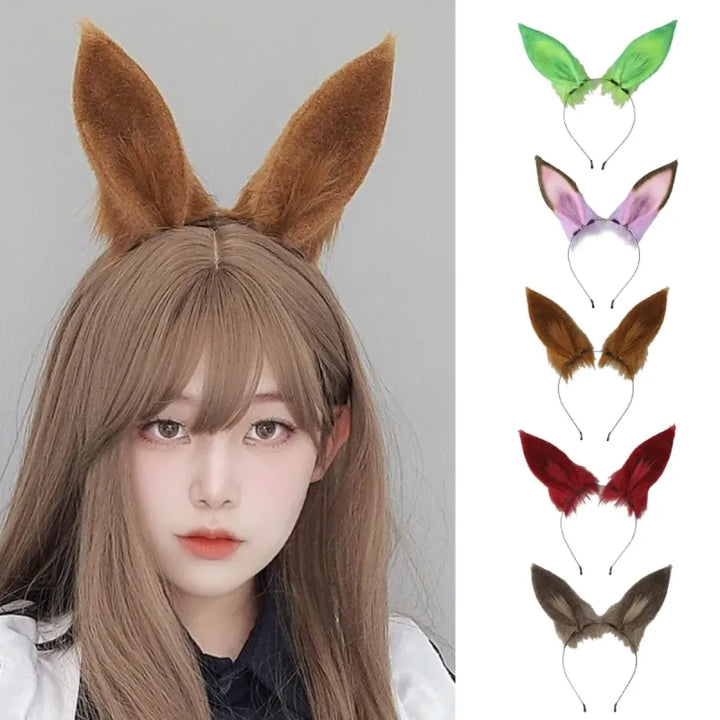 Handmade Cat Faux Fur Ears Headband - Fluffy Plush Animal Hair Hoop