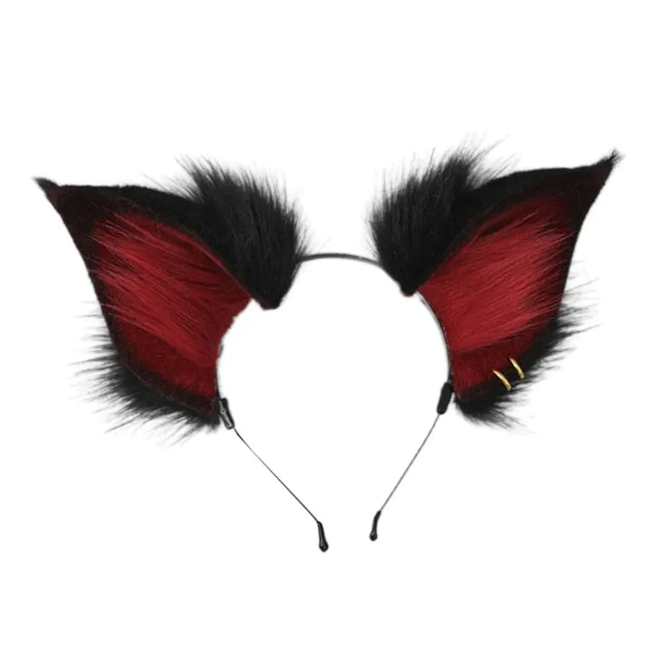 Handmade Cat Faux Fur Ears Headband - Fluffy Plush Animal Hair Hoop
