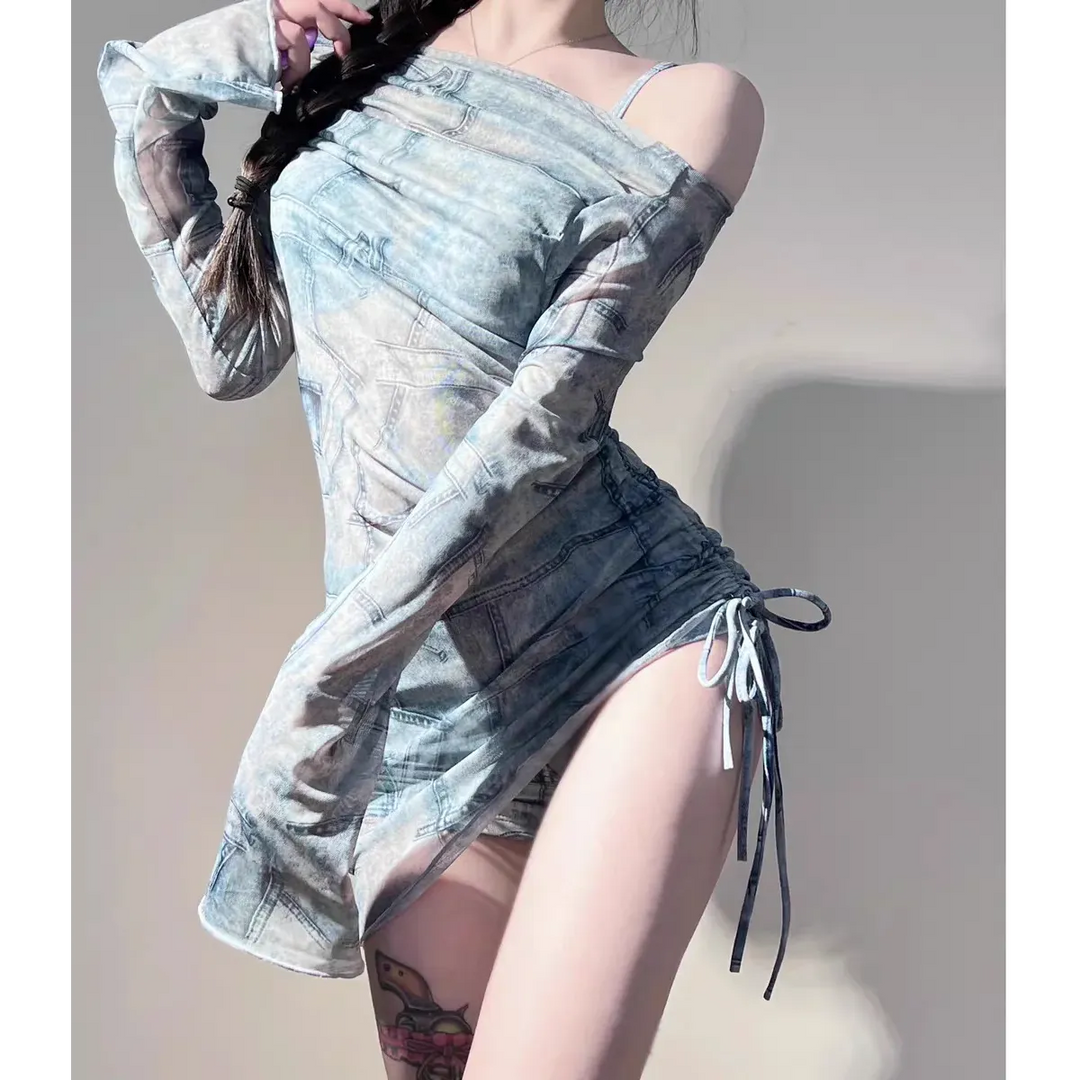 Mesh Off Shoulder Set – Harajuku Bikini & Smock Swimsuit