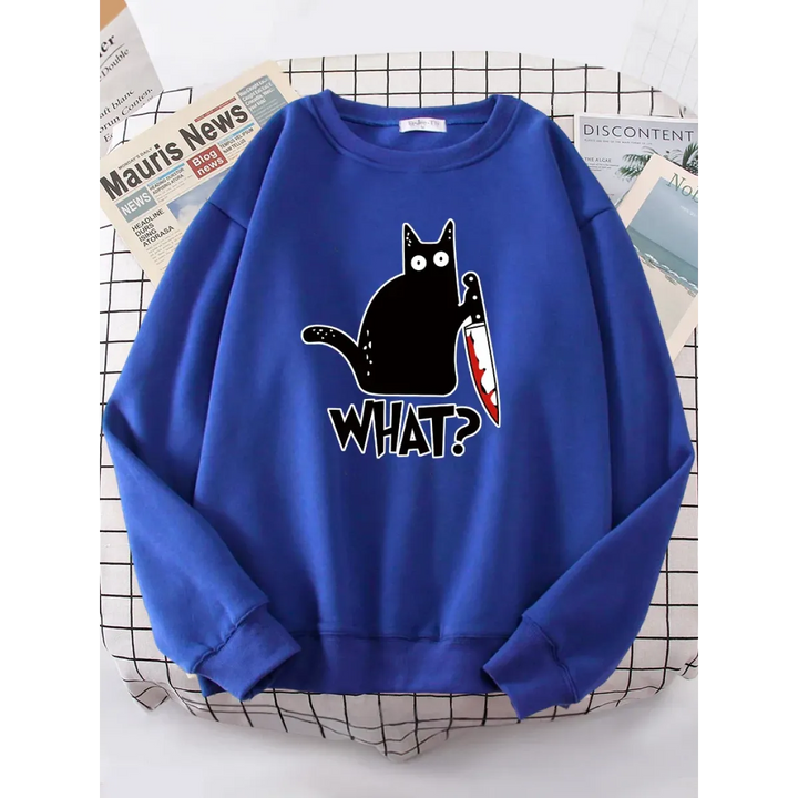 Kitty Say "What?" Sweatshirt - Harajuku Casual Hoody