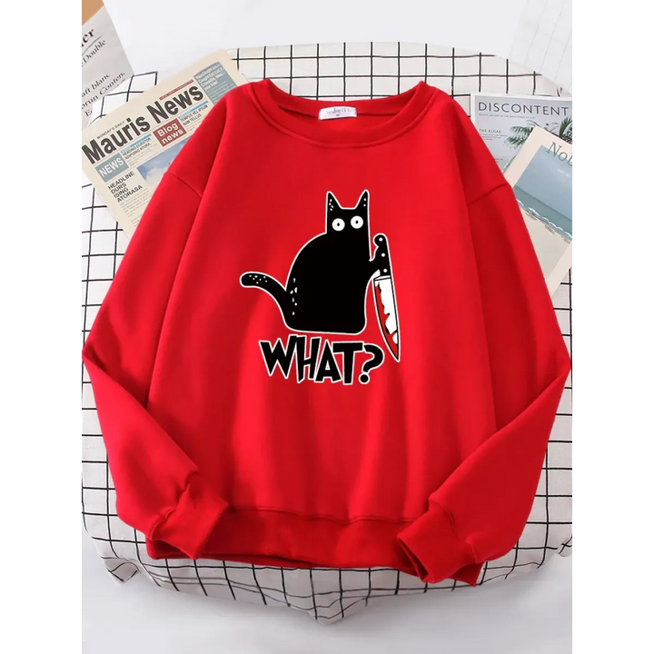 Kitty Say "What?" Sweatshirt - Harajuku Casual Hoody