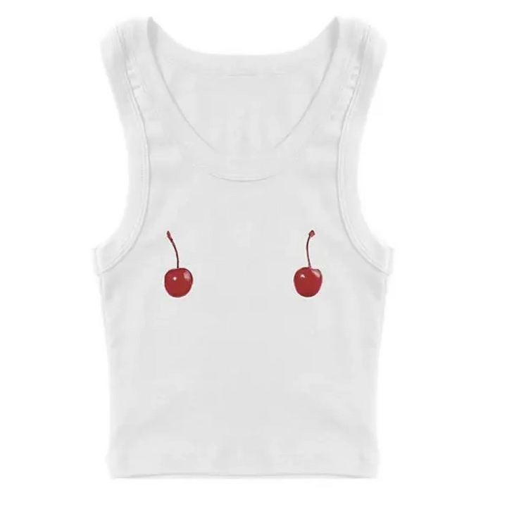 Harajuku Cherry Tee - Sleeveless Streetwear Crop