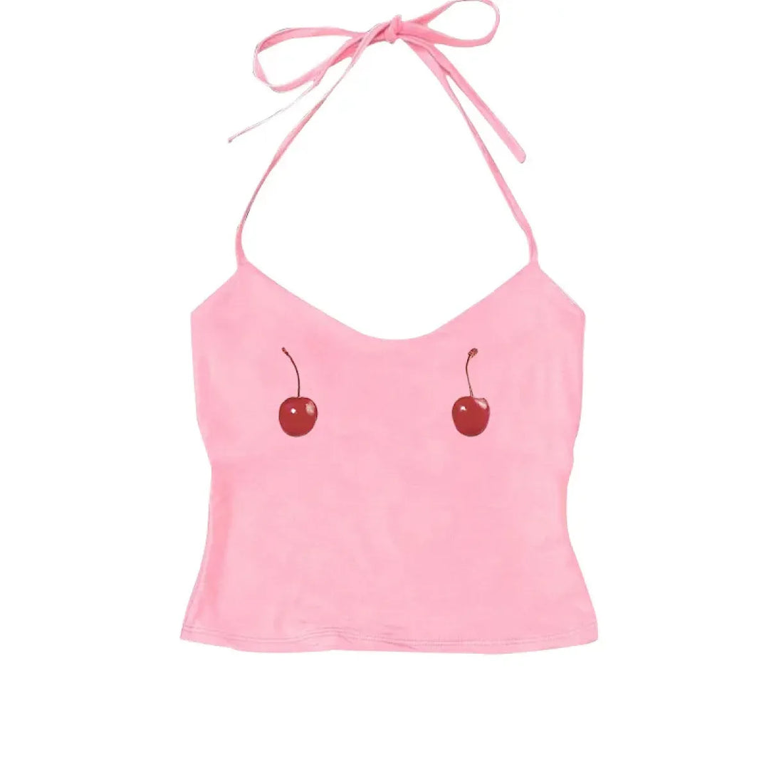 Harajuku Cherry Tee - Sleeveless Streetwear Crop