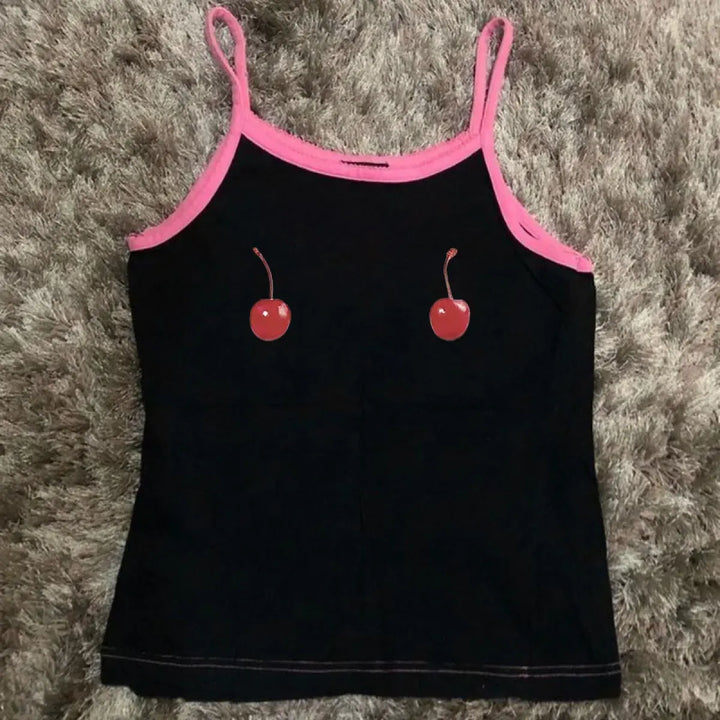 Harajuku Cherry Tee - Sleeveless Streetwear Crop