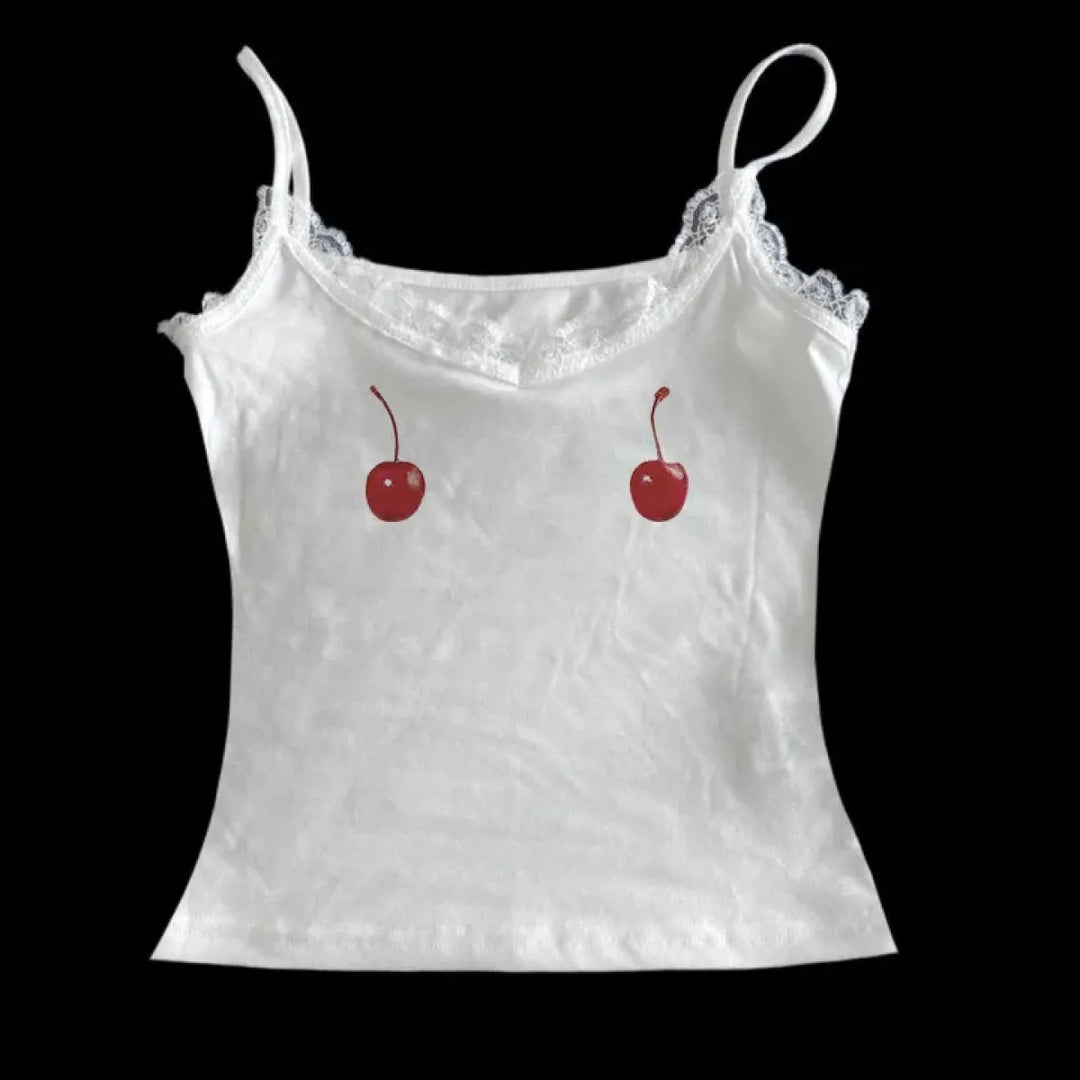 Harajuku Cherry Tee - Sleeveless Streetwear Crop