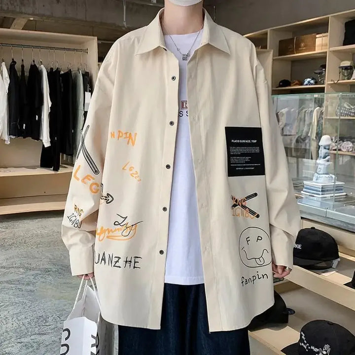 Harajuku Graphic Button Up Shirt