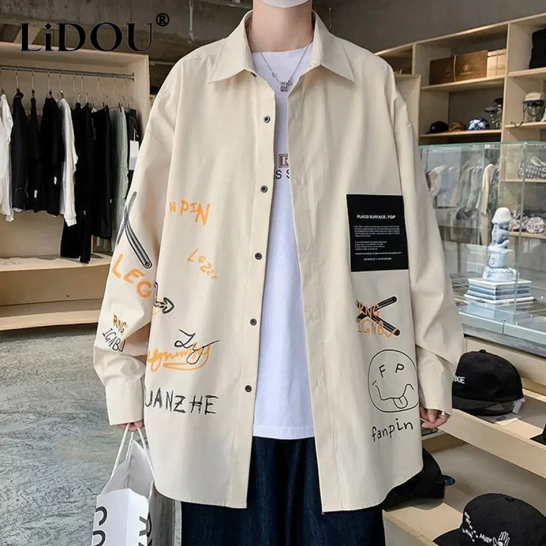 Harajuku Graphic Button Up Shirt