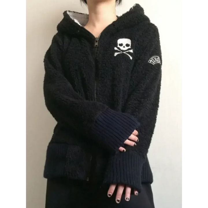 Harajuku Grunge Skull Zip Hoodie