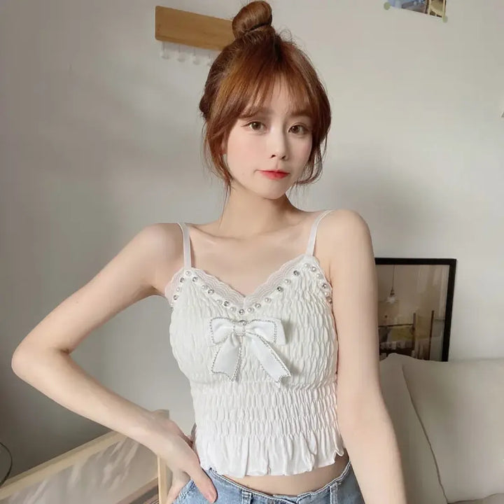 Harajuku Lace Bow Crop Top