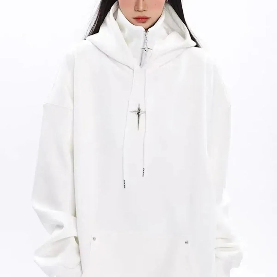 Harajuku High Neck Hoodie