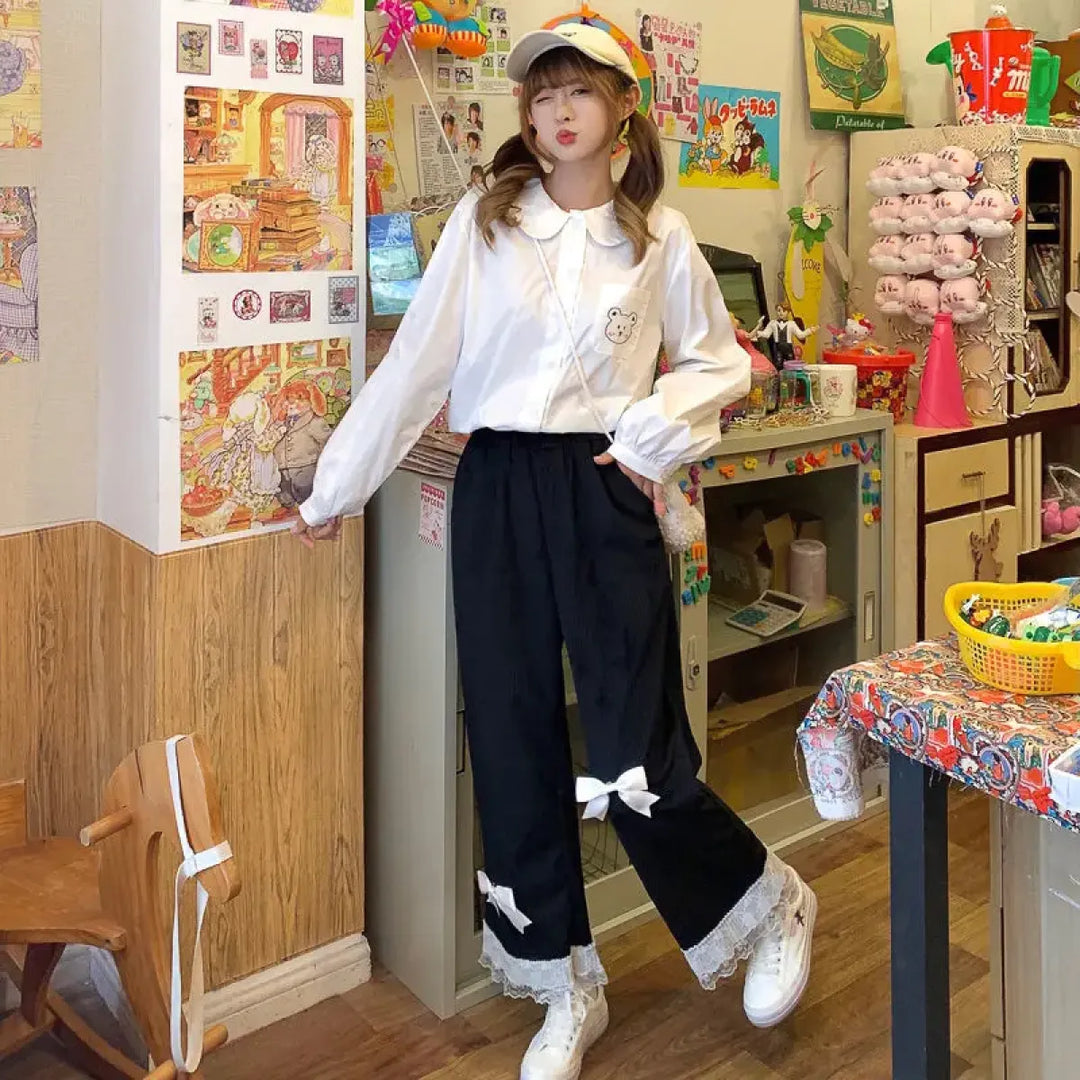Kawaii High Waist Corduroy Lolita Pants