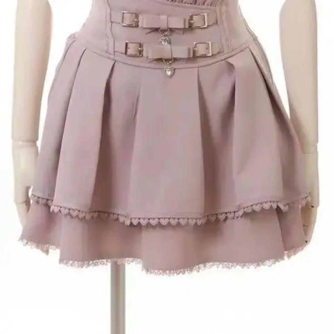 High Waist Lolita Mini Skirt – Sweet Lace & Bow Details