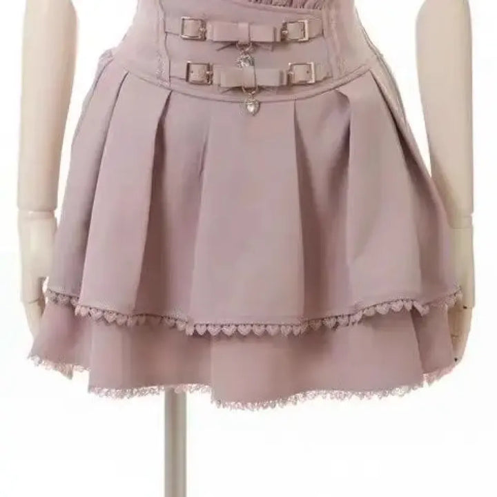 High Waist Lolita Mini Skirt – Sweet Lace & Bow Details
