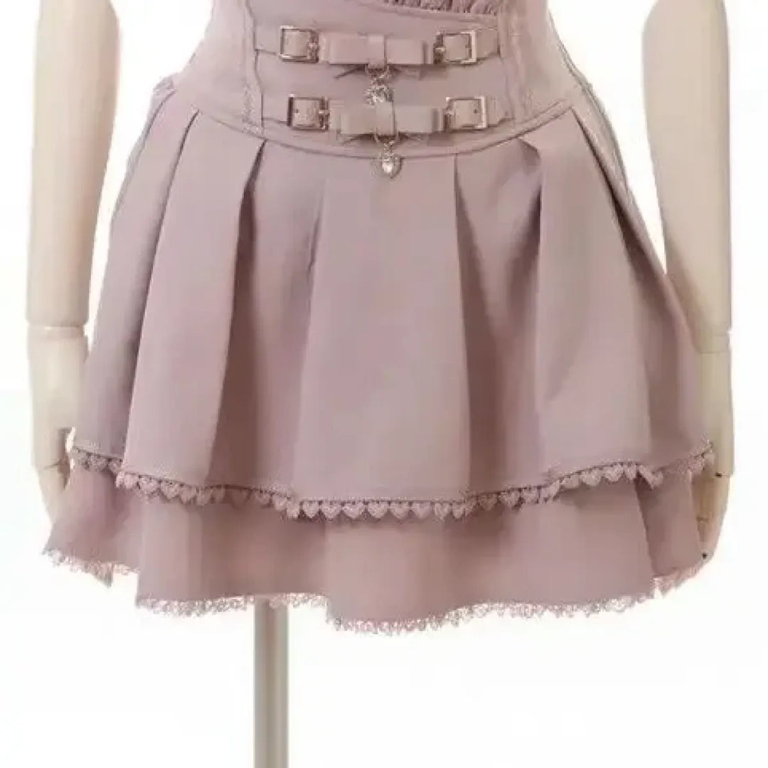 High Waist Lolita Mini Skirt – Sweet Lace & Bow Details
