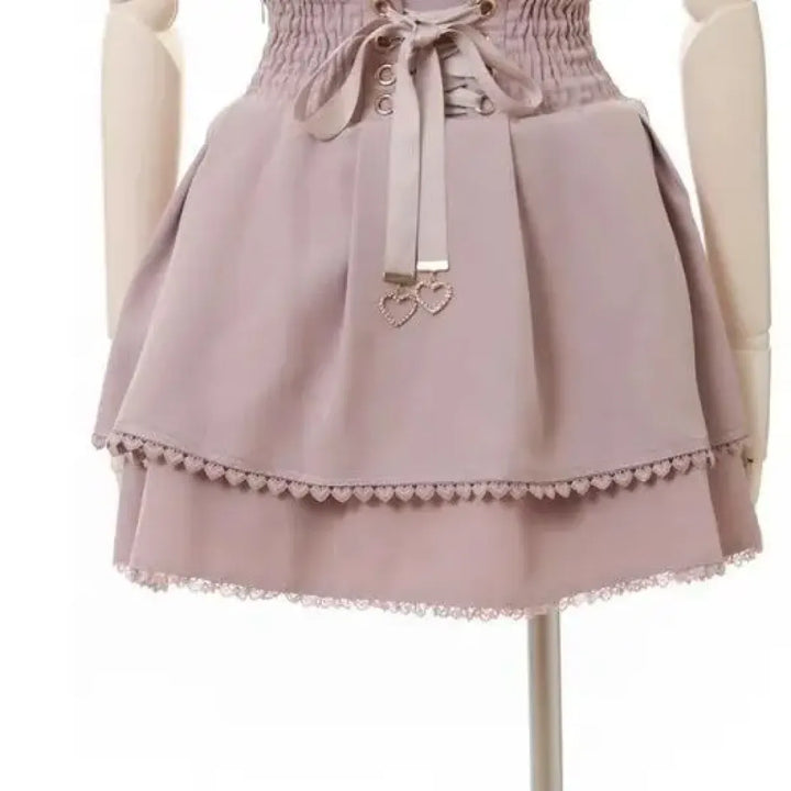 High Waist Lolita Mini Skirt – Sweet Lace & Bow Details