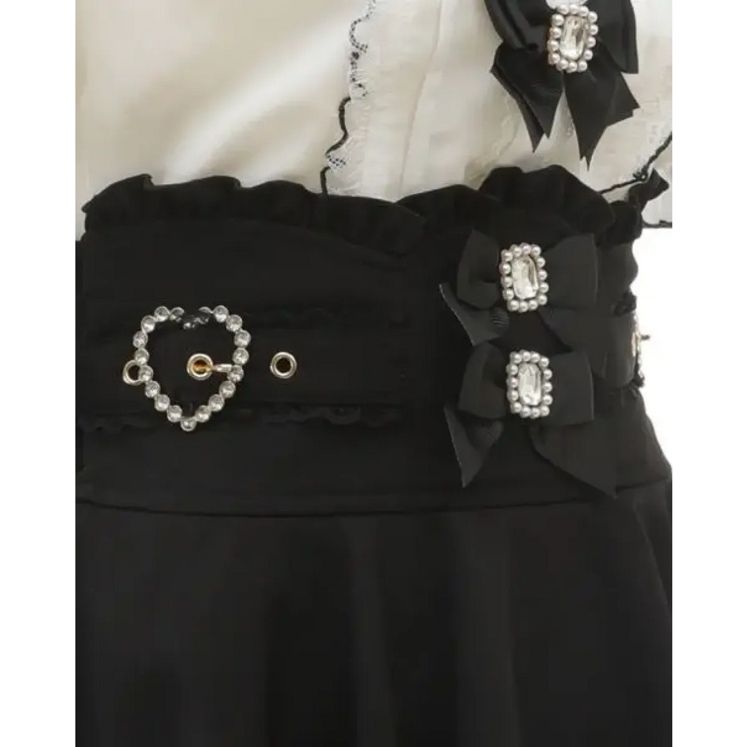 High Waist Lolita Skirt – Lace Trim & Bow Detail