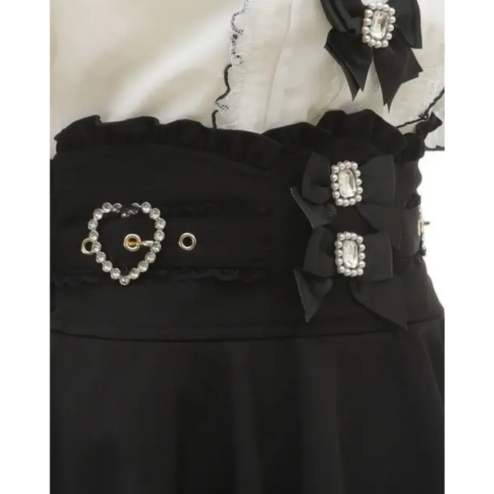 High Waist Lolita Skirt – Lace Trim & Bow Detail