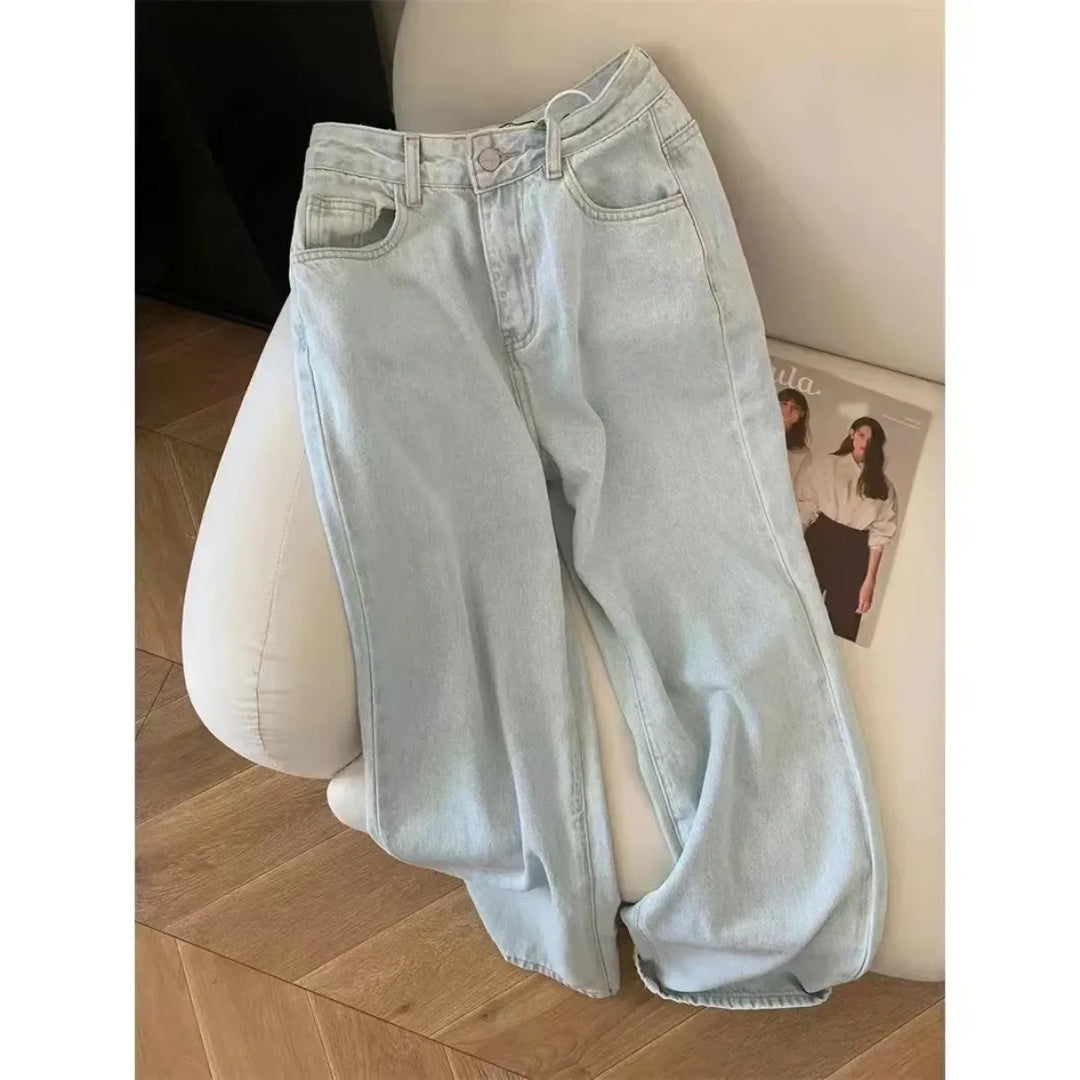 Wide Leg Jeans – High Waist Y2K Bow Embroidery