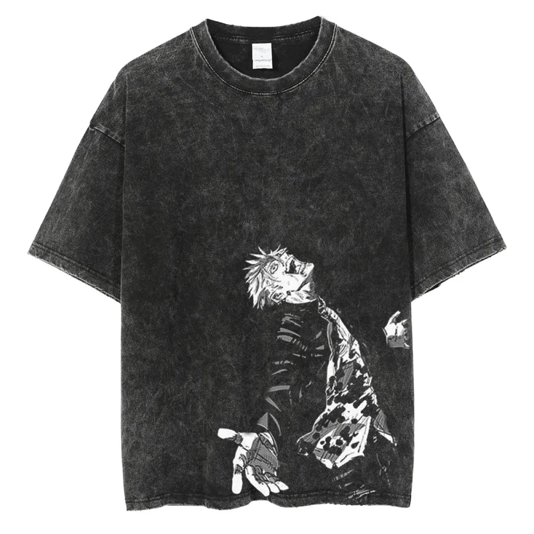 Hip Hop Streetwear Vintage T-shirt - Japanese Anime Graphic Print