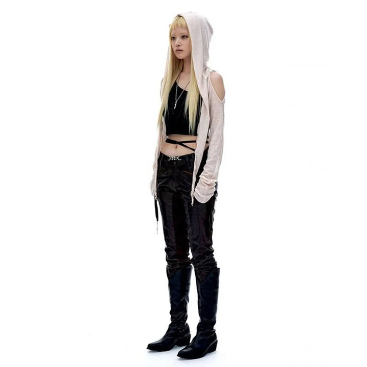Hooded Long Sleeve Crop Top