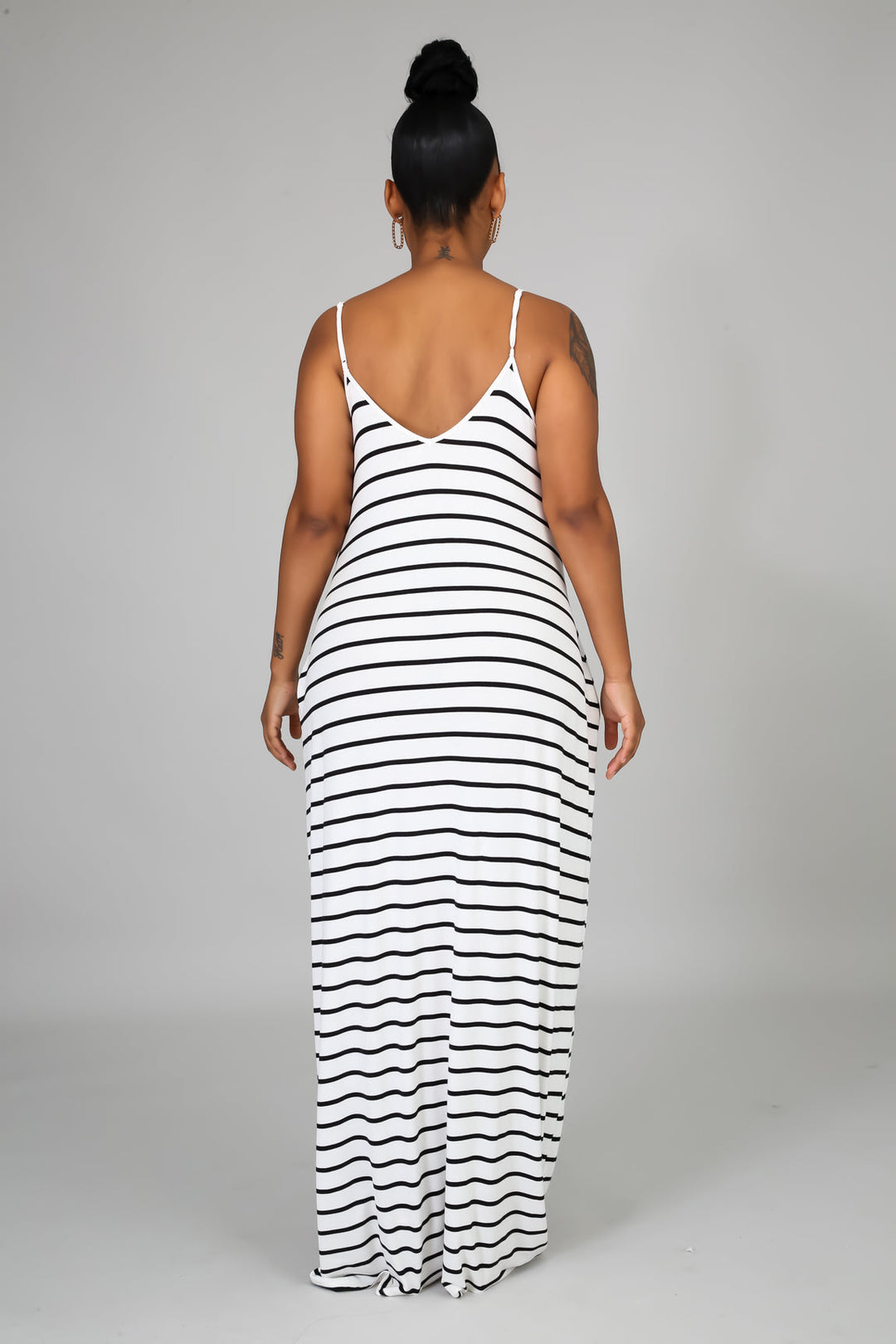 Comfy Loose Pocketed Striped Maxi Dress