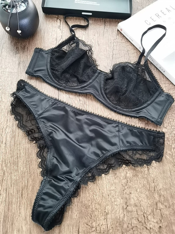 Women's Modern Sexy Lace Underwear Ultra-Thin Push-Up Bra Set