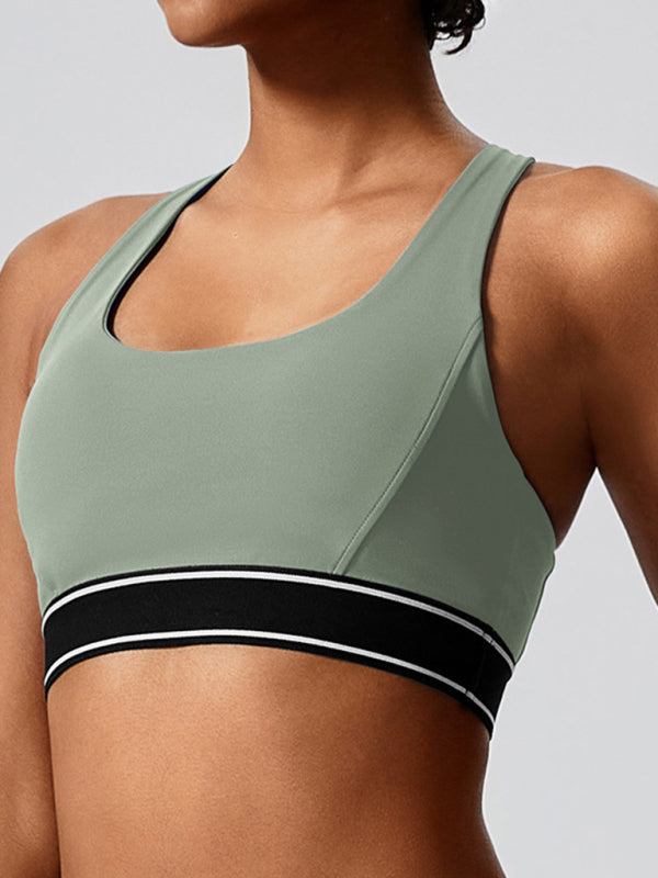 Modern elastic fitness fashion yoga vest with chest pad