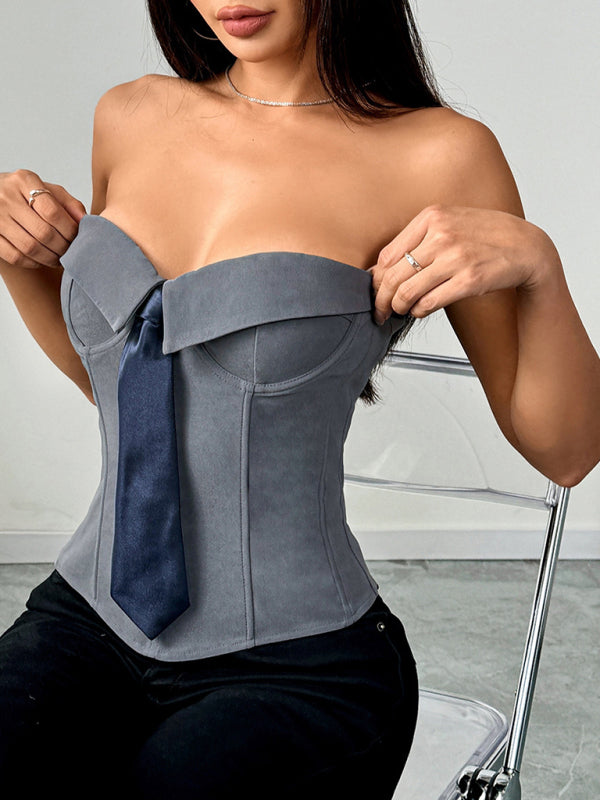 Wrap Tie Vest - Solid Color Knit Top
