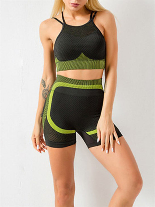Women's Quick-Dry Seamless Backless Camisole & Shorts Yoga Set