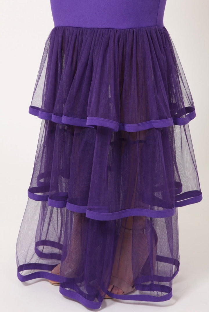 Black Bowtied Bottom Tiered Mesh Ruffled Dress