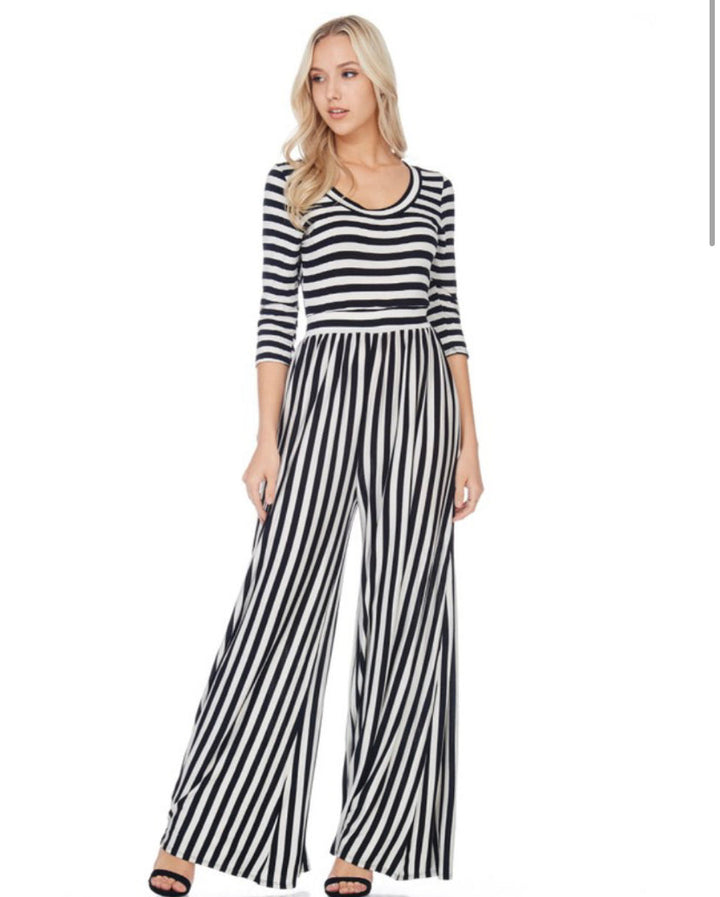 Black & White Striped Jumpsuit
