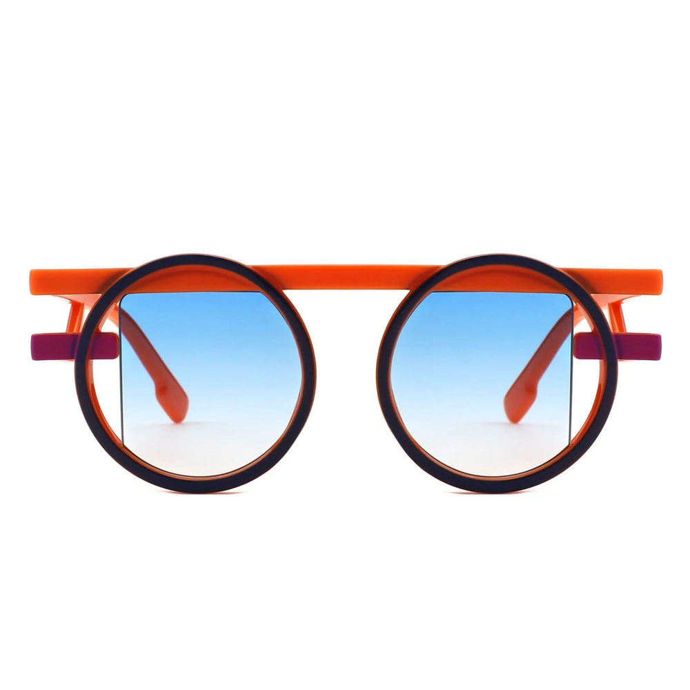 Sunglasses Orange Round Futuristic Double Frame