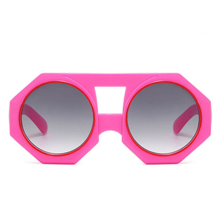 Sunglasses Pink Geometric Chunky Round for Women