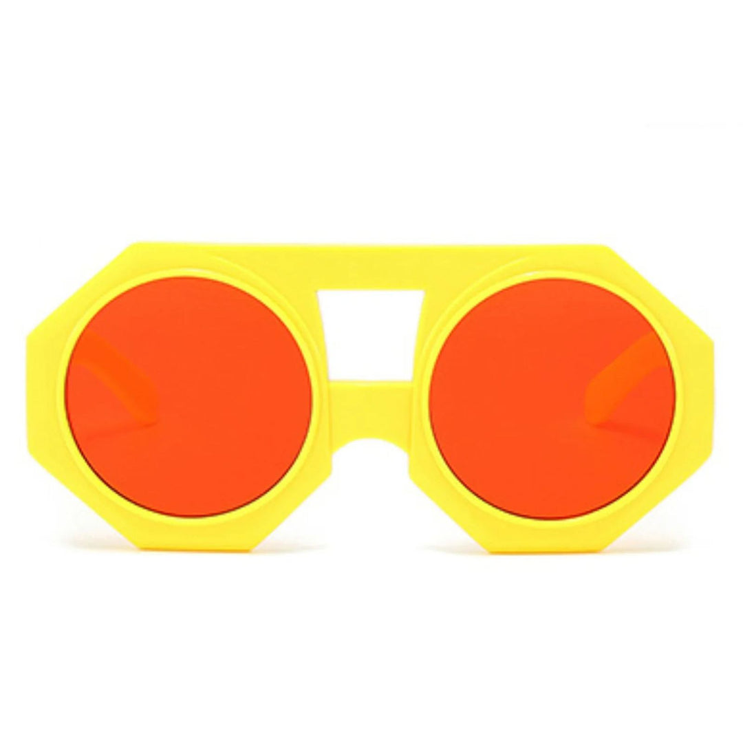 Sunglasses Yellow Geometric Chunky Round for Women