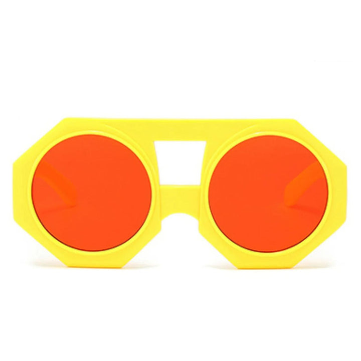 Sunglasses Yellow Geometric Chunky Round for Women