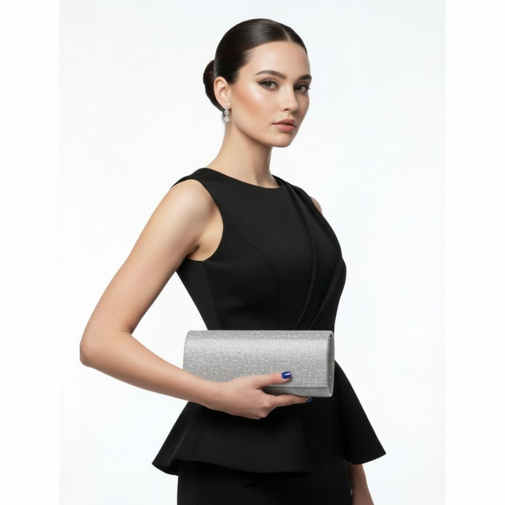 Clutch XLong Clear Rhinestone Flap Evening Bag