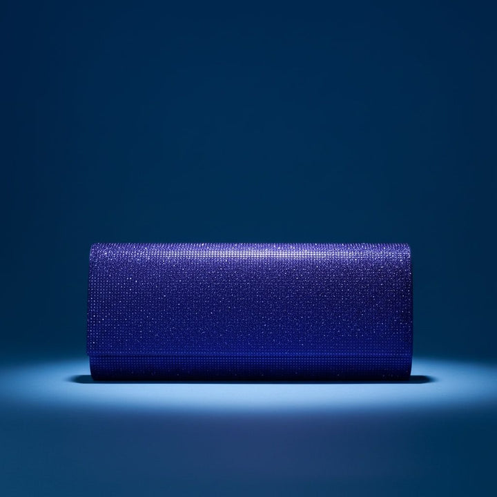 Clutch XLong Blue Rhinestone Flap Evening Bag