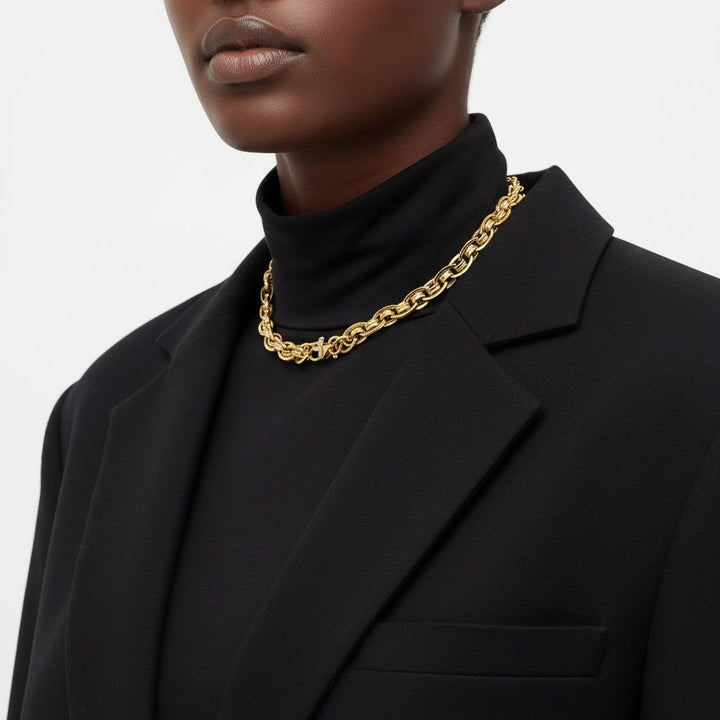 8mm Gold 18K Steel Handmade Chain Necklace