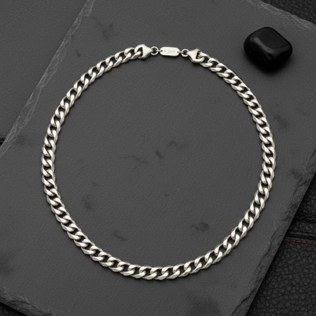 Mens 20in10mm Silver Stainless Steel Curb Chain