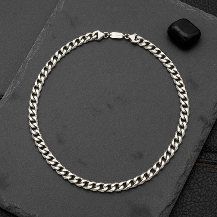 Mens 20in10mm Silver Stainless Steel Curb Chain