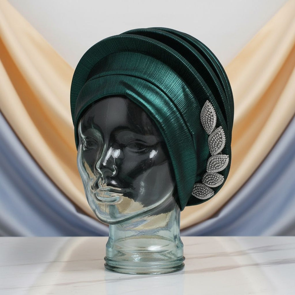 Fascinator Formal Green Dazzling Structured Turban