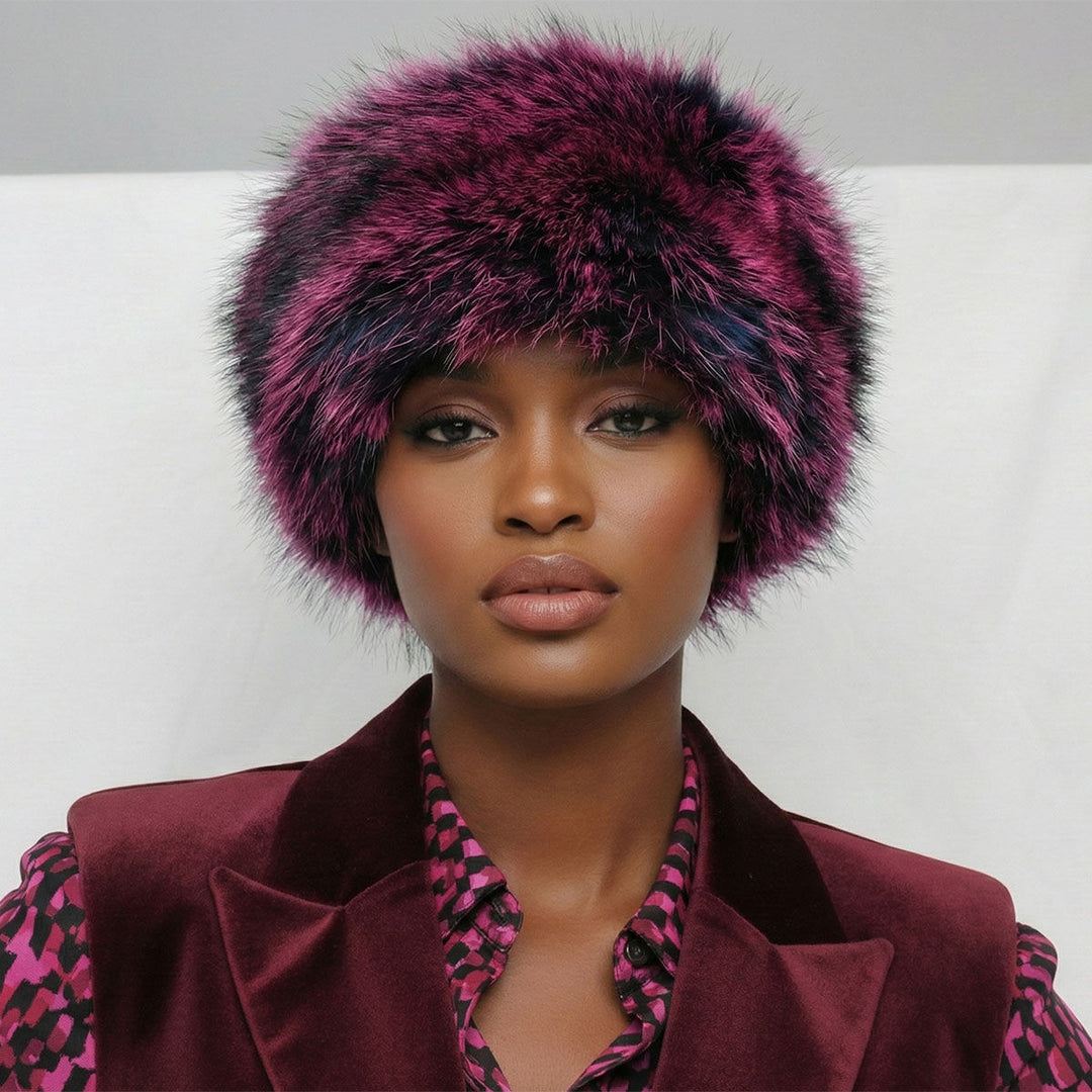 Hat Luxe Faux Fur Fuchsia Kubanka Winter Cap Women