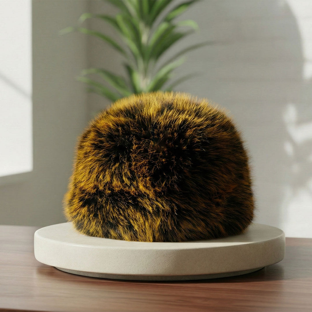 Hat Luxe Faux Fur Orange Kubanka Winter Cap Women