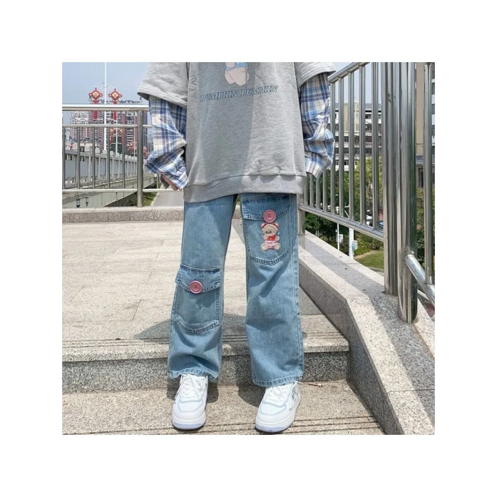 Japan Preppy Style Denim Trousers