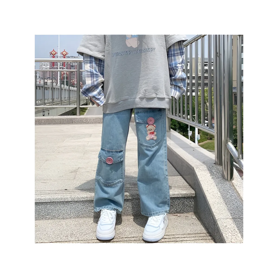 Japan Preppy Style Denim Trousers