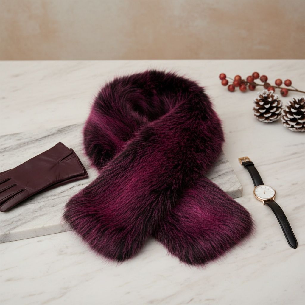 Scarf Luxe Faux Fur Fuchsia Collar Winter Stole