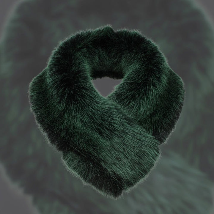 Scarf Luxe Faux Fur Green Collar Winter Stole