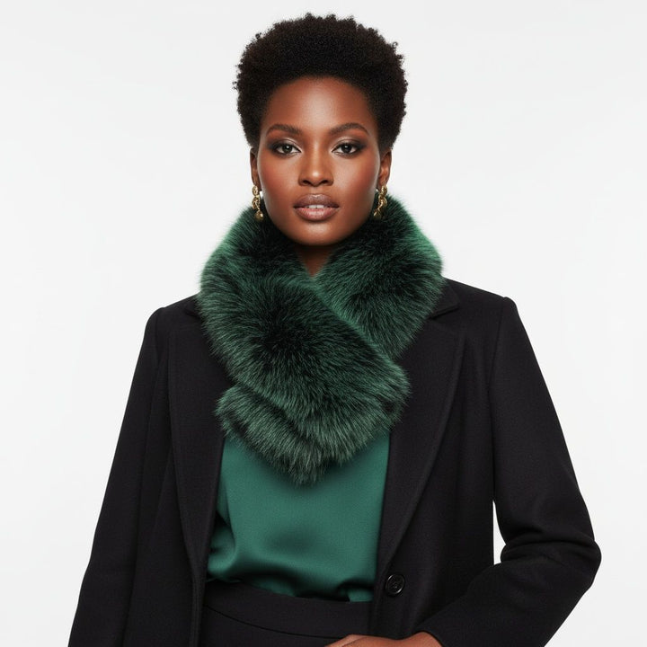 Scarf Luxe Faux Fur Green Collar Winter Stole